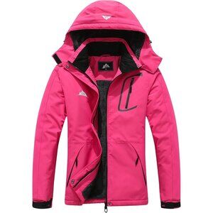 Women's Rose Red Waterproof Ski Jacket Warm Winter Coat Outdoor Snowboard Jacket